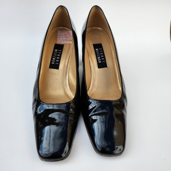 Stuart Weitzman Vintage 00s Black Patent Block Heel - Picture 2 of 11